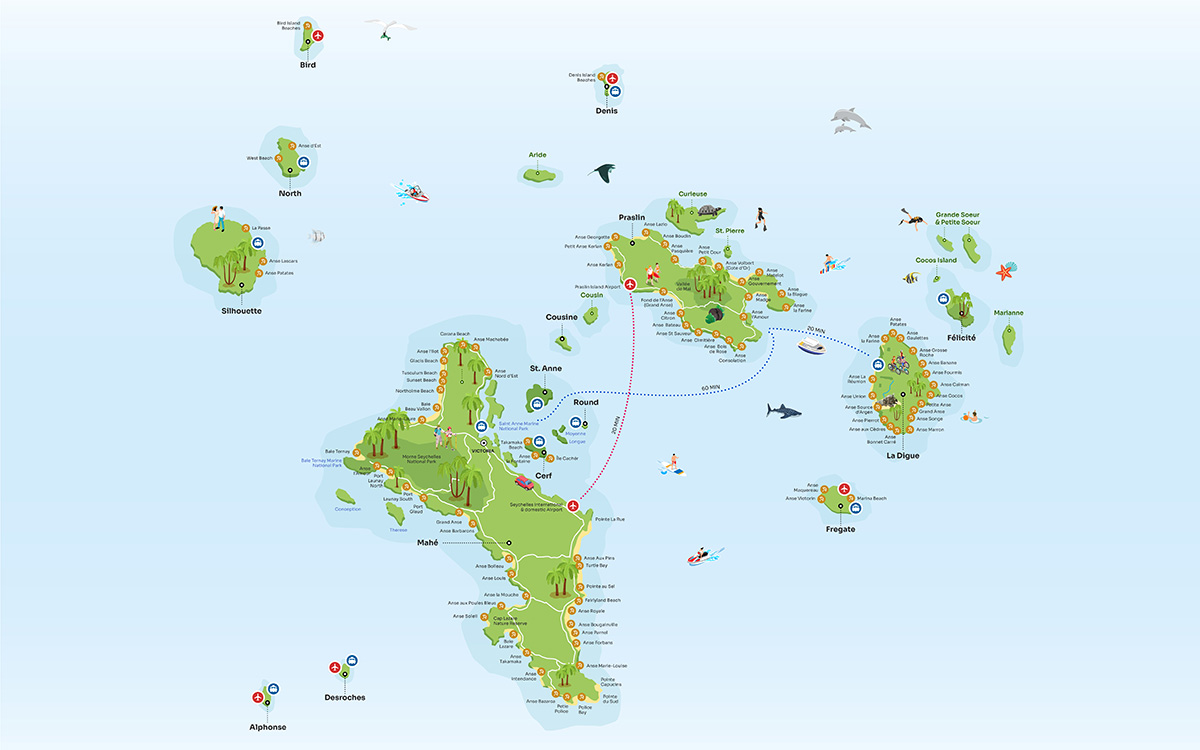 Detaillierte Karte & Lage der Seychellen | Seychellen Reiseführer